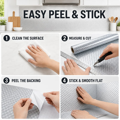 💕Buy 1 Get 1 Free🎁 Self-Adhesive Aluminum Foil Kitchen Backsplash Wallpaper