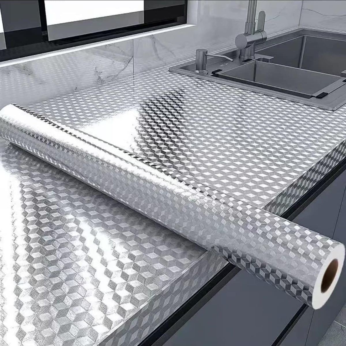 💕Buy 1 Get 1 Free🎁 Self-Adhesive Aluminum Foil Kitchen Backsplash Wallpaper