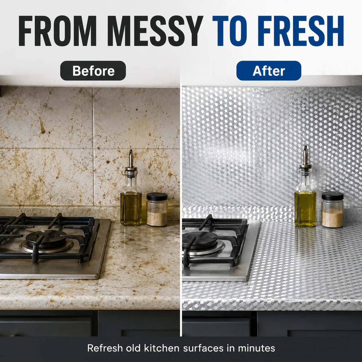 💕Buy 1 Get 1 Free🎁 Self-Adhesive Aluminum Foil Kitchen Backsplash Wallpaper