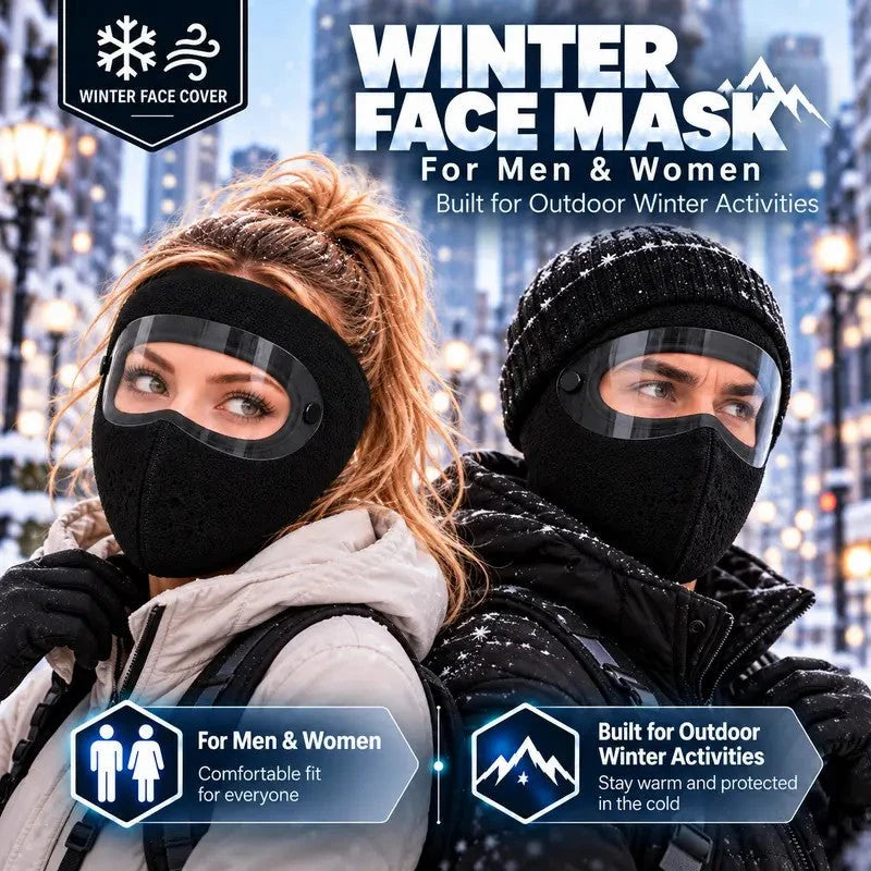🥽 Winter Full-Face Protective Mask (with Detachable Goggles) – Windproof, Warm, and Fleece-Lined