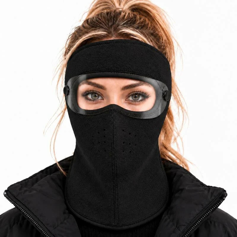 🥽 Winter Full-Face Protective Mask (with Detachable Goggles) – Windproof, Warm, and Fleece-Lined