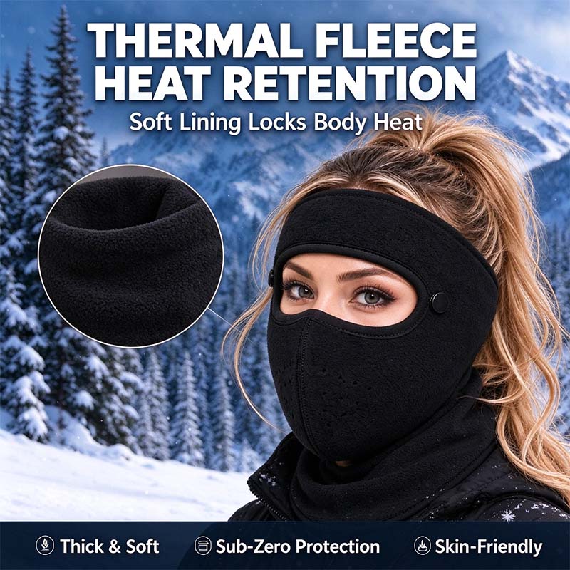 🥽 Winter Full-Face Protective Mask (with Detachable Goggles) – Windproof, Warm, and Fleece-Lined