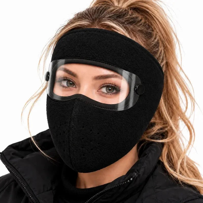 🥽 Winter Full-Face Protective Mask (with Detachable Goggles) – Windproof, Warm, and Fleece-Lined