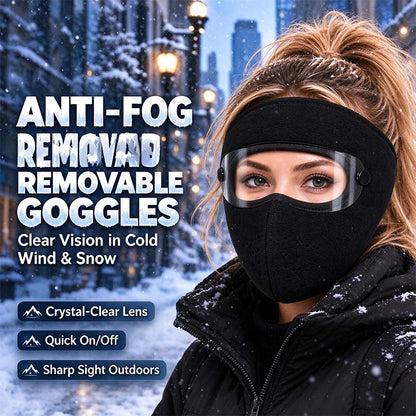 🥽 Winter Full-Face Protective Mask (with Detachable Goggles) – Windproof, Warm, and Fleece-Lined