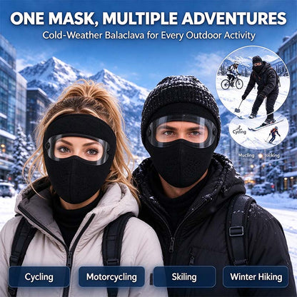 🥽 Winter Full-Face Protective Mask (with Detachable Goggles) – Windproof, Warm, and Fleece-Lined