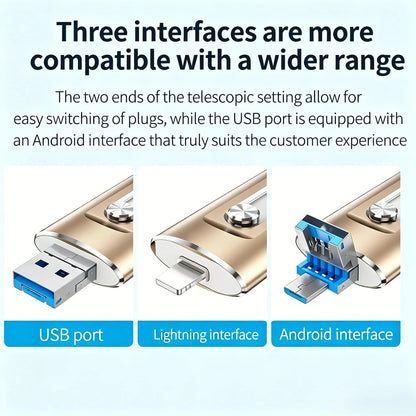 🔥LAST DAY SALE-50% OFF🎁 Portable 3-in-1 USB Flash Drive – Fast Photo Backup & Extra Storage for Phone, Tablet & Computer-RH