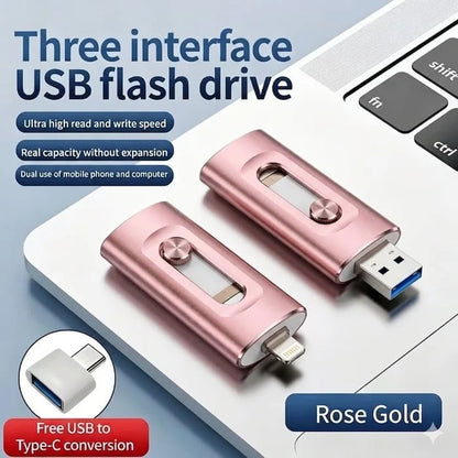 🔥LAST DAY SALE-50% OFF🎁 Portable 3-in-1 USB Flash Drive – Fast Photo Backup & Extra Storage for Phone, Tablet & Computer-RH