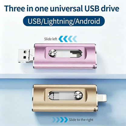 🔥LAST DAY SALE-50% OFF🎁 Portable 3-in-1 USB Flash Drive – Fast Photo Backup & Extra Storage for Phone, Tablet & Computer-RH