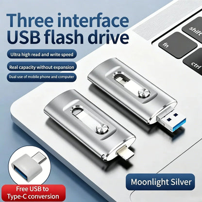 🔥LAST DAY SALE-50% OFF🎁 Portable 3-in-1 USB Flash Drive – Fast Photo Backup & Extra Storage for Phone, Tablet & Computer-RH