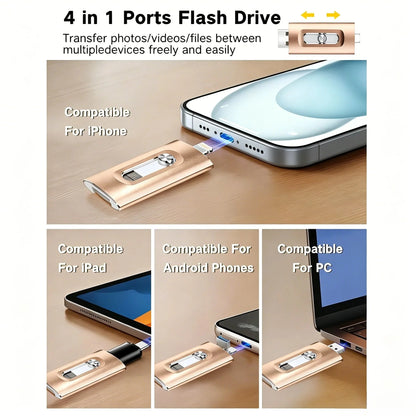 🔥LAST DAY SALE-50% OFF🎁 Portable 3-in-1 USB Flash Drive – Fast Photo Backup & Extra Storage for Phone, Tablet & Computer-RH