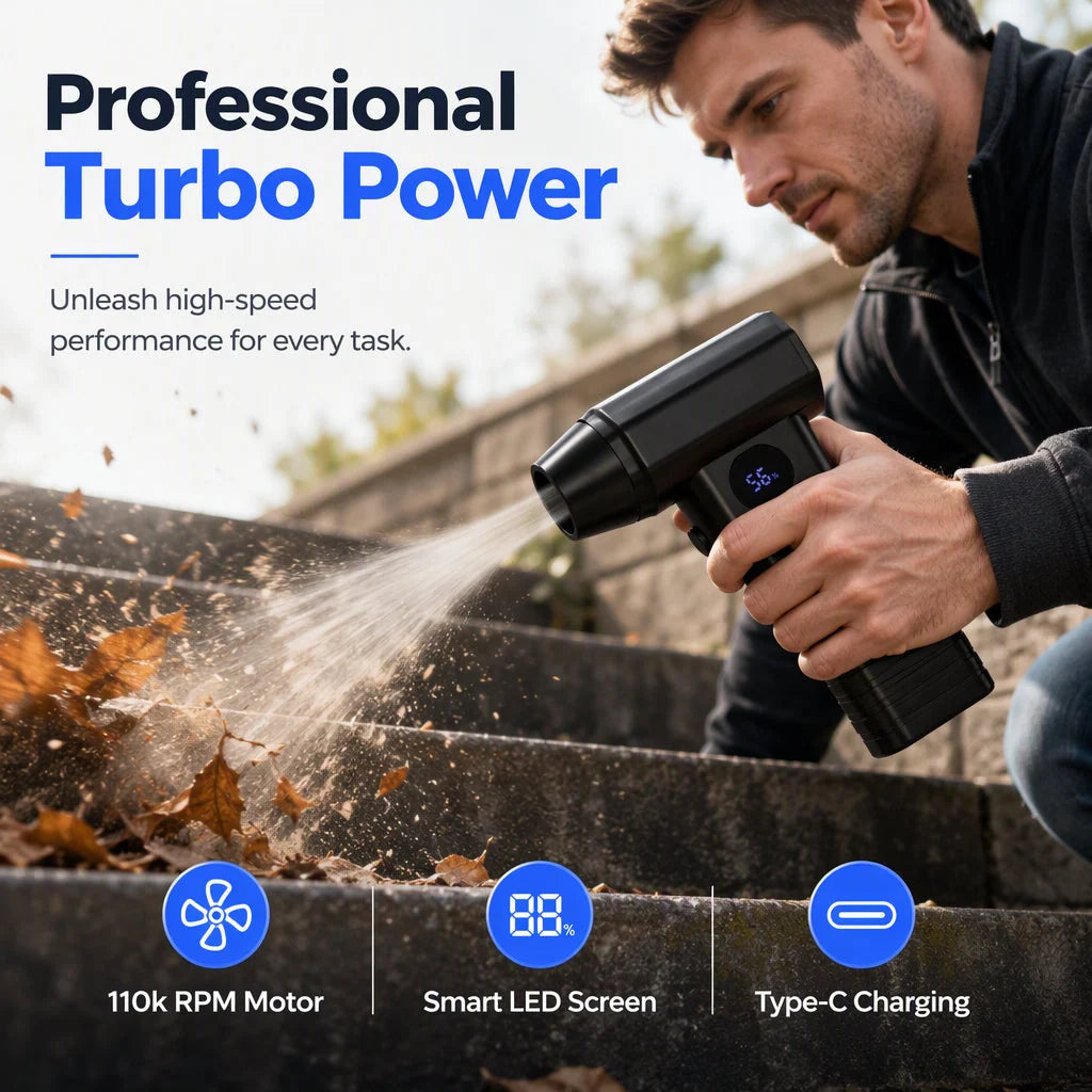 🍂 Limited-Time Buy 1, Get 1 Free ❄️ Cordless Handheld Turbo Blower – Instantly Blast Away Fallen Leaves and Snow!