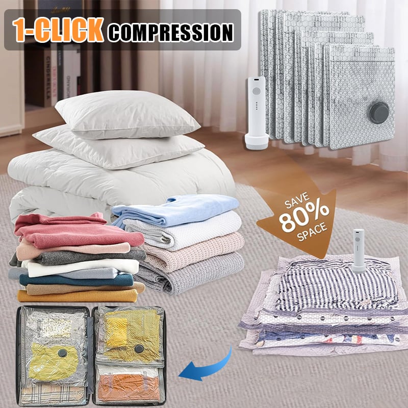 50% off 🔥 Wireless travel vacuum compression storage bag set, reusable ~ Increases space by up to 80%
