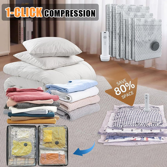 🔥50% off 🔥 Wireless travel vacuum compression storage bag set, reusable ~ Increases space by up to 80%