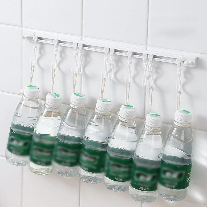💕Buy 1 Get 1 Free🎁No-Drill Sliding Track Hooks – Adjustable Kitchen & Bathroom Organizer