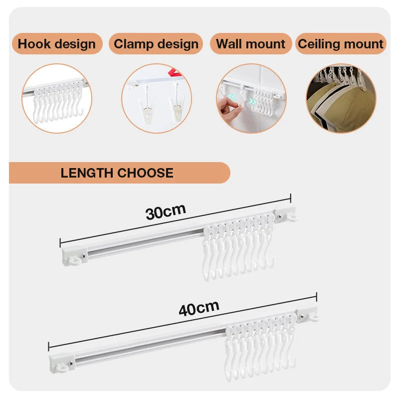 💕Buy 1 Get 1 Free🎁No-Drill Sliding Track Hooks – Adjustable Kitchen & Bathroom Organizer