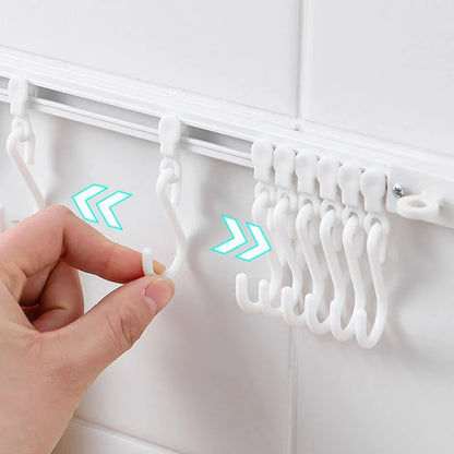 💕Buy 1 Get 1 Free🎁No-Drill Sliding Track Hooks – Adjustable Kitchen & Bathroom Organizer