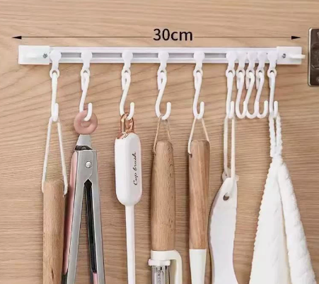 💕Buy 1 Get 1 Free🎁No-Drill Sliding Track Hooks – Adjustable Kitchen & Bathroom Organizer