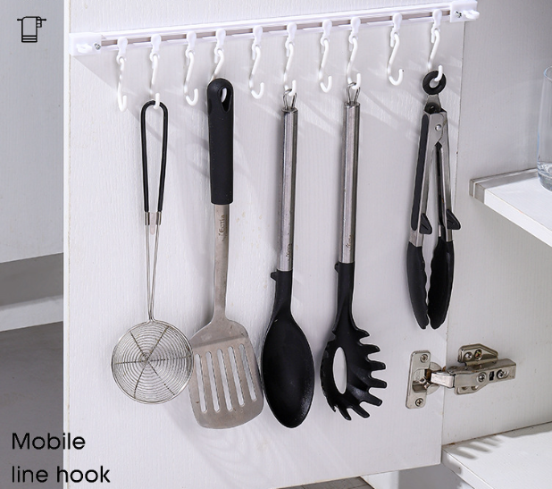 💕Buy 1 Get 1 Free🎁No-Drill Sliding Track Hooks – Adjustable Kitchen & Bathroom Organizer
