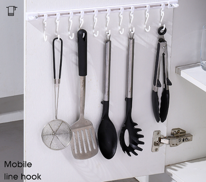 💕Buy 1 Get 1 Free🎁No-Drill Sliding Track Hooks – Adjustable Kitchen & Bathroom Organizer