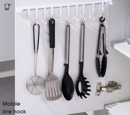 💕Buy 1 Get 1 Free🎁No-Drill Sliding Track Hooks – Adjustable Kitchen & Bathroom Organizer