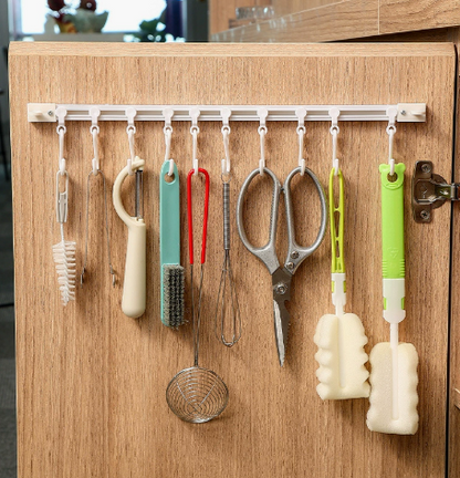 💕Buy 1 Get 1 Free🎁No-Drill Sliding Track Hooks – Adjustable Kitchen & Bathroom Organizer