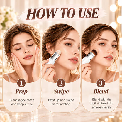 ✨2-in-1 Foundation Stick & Brush – Buildable Coverage, Soft Matte Finish