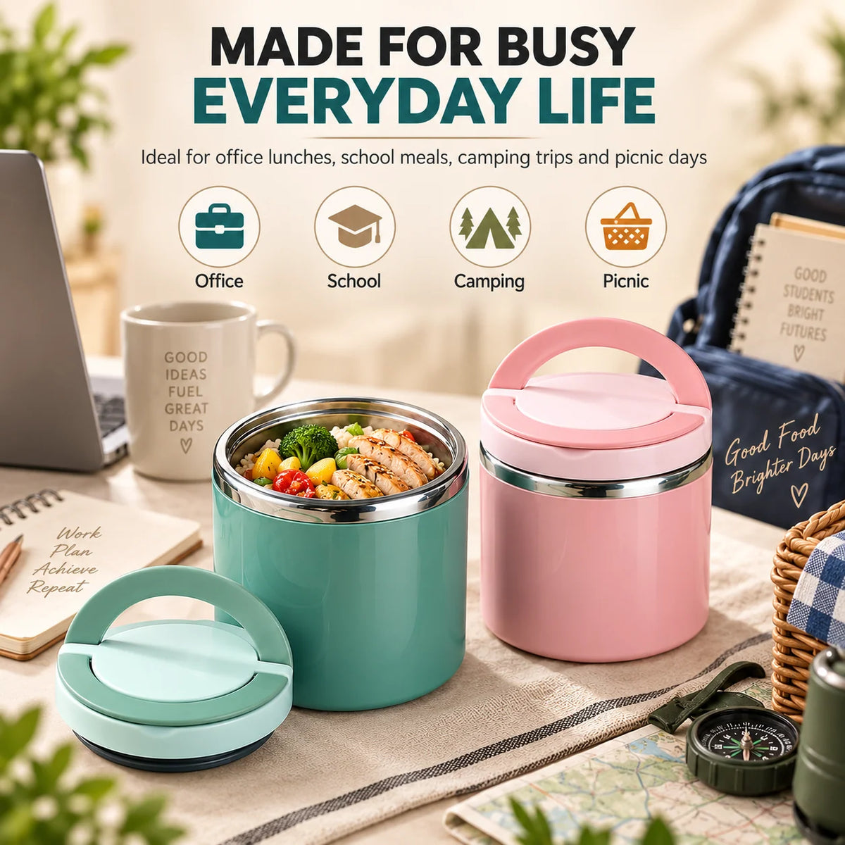 ⚡Limited-time 50%OFF🍛Insulated Stainless Steel Lunch Container with Carry Handle