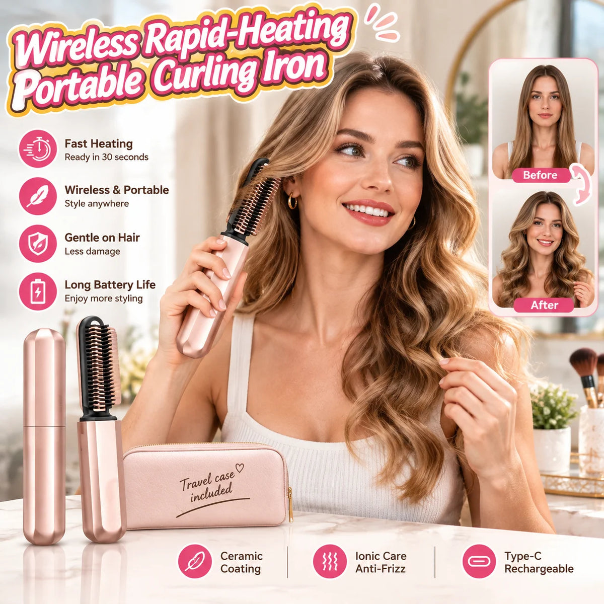 ❤️ An Essential Must-Have 💁‍♀️ Wireless Portable Curling Iron