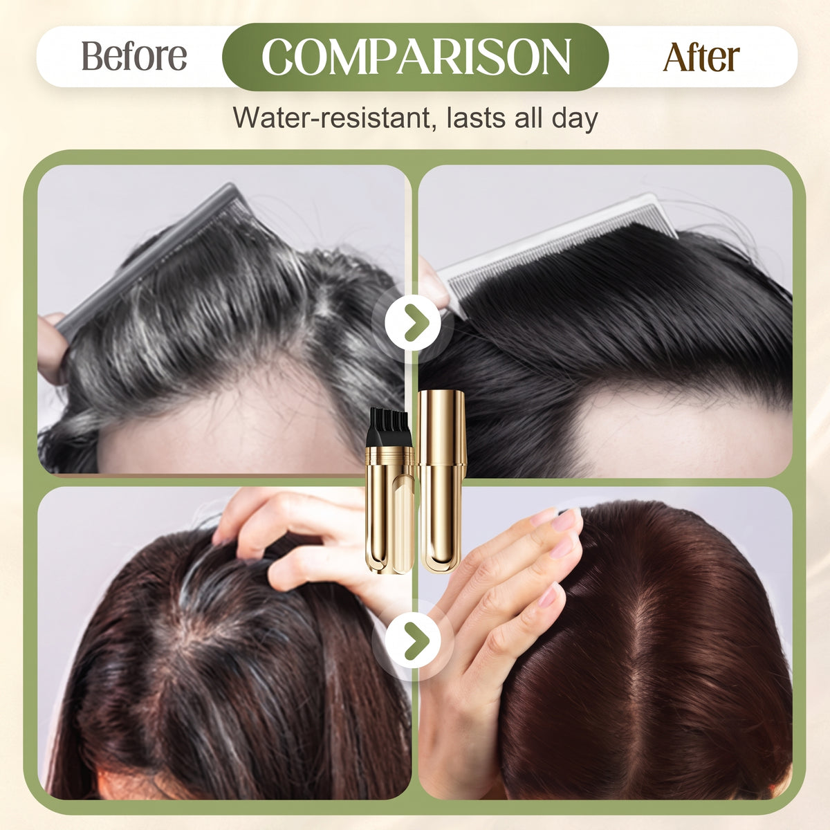 Convenient 2-in-1 Hair-Coloring Comb for Covering Gray Hair