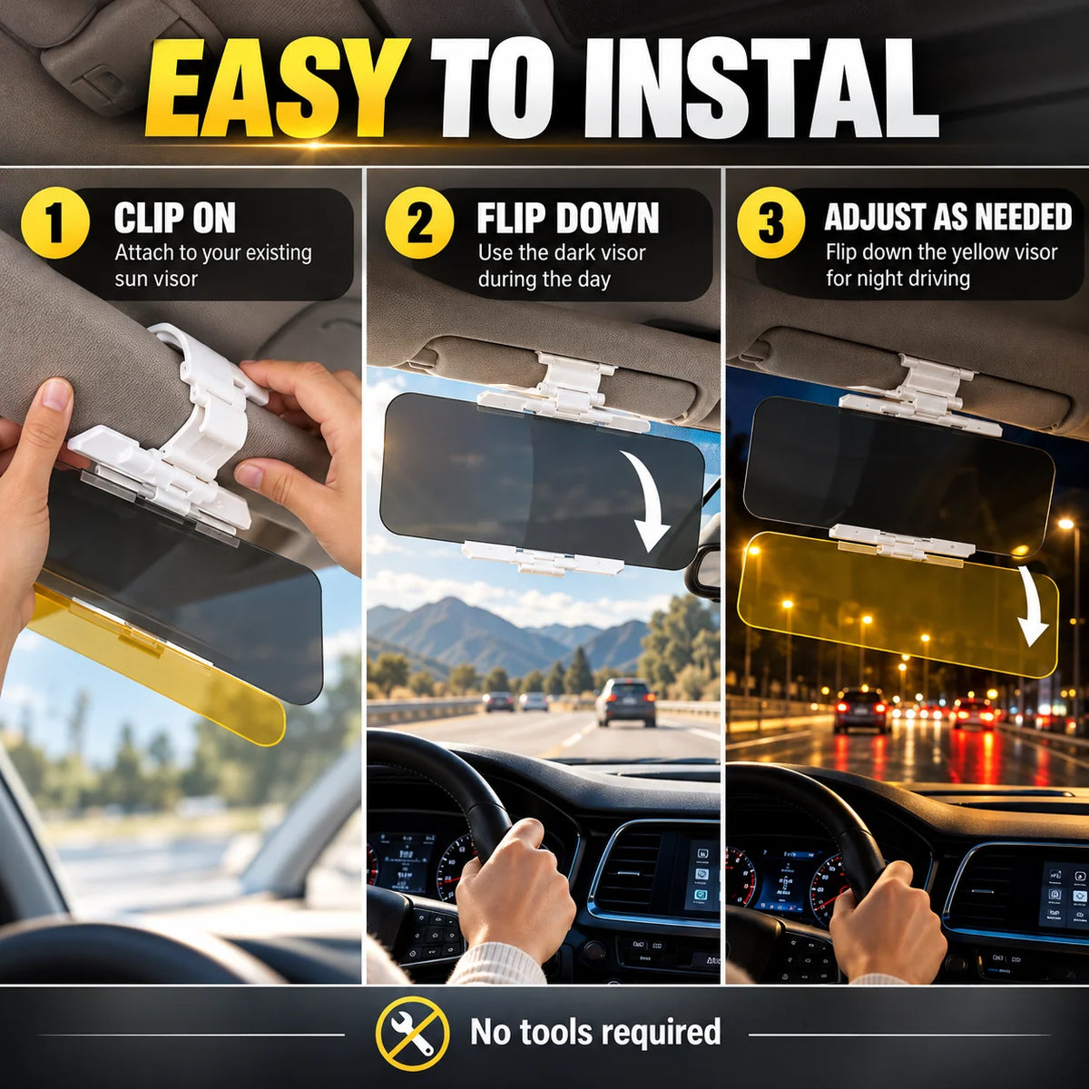 ⏰ Today's Special Offer｜Universal HD Anti-Glare Car Visor for Day & Night 🚗👓