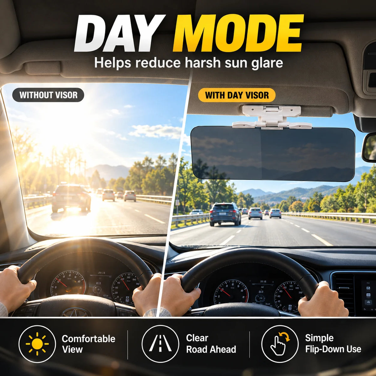 ⏰ Today's Special Offer｜Universal HD Anti-Glare Car Visor for Day & Night 🚗👓