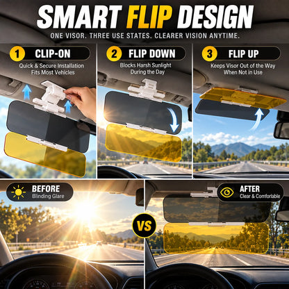 ⏰ Today's Special Offer｜Universal HD Anti-Glare Car Visor for Day & Night 🚗👓