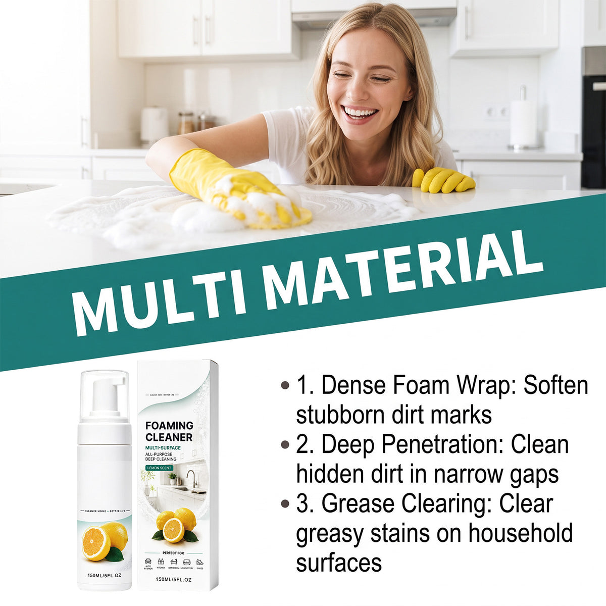 ⏳Buy one get one free for a limited time⏰Multi-Surface Foaming Cleaner