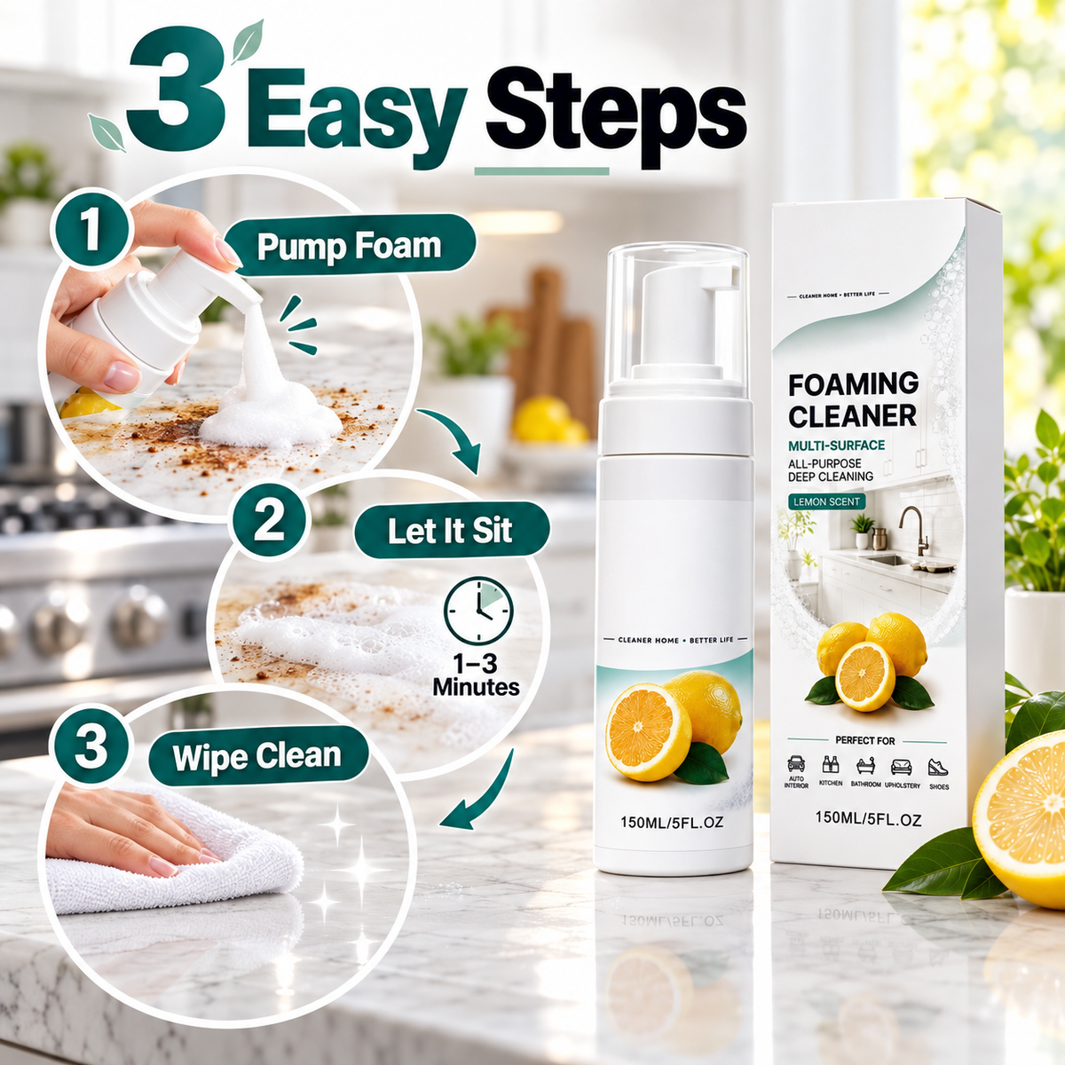 ⏳Buy one get one free for a limited time⏰Multi-Surface Foaming Cleaner