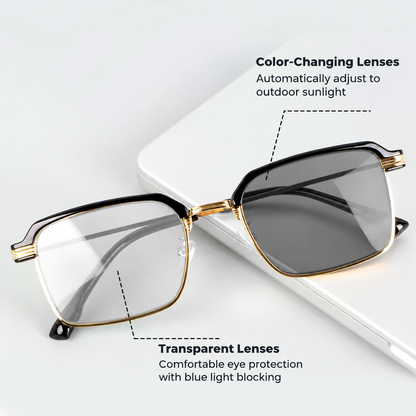 ⏳Buy one get one free for a limited time⏰Anti-blue light photochromic stylish half-rimmed reading glasse