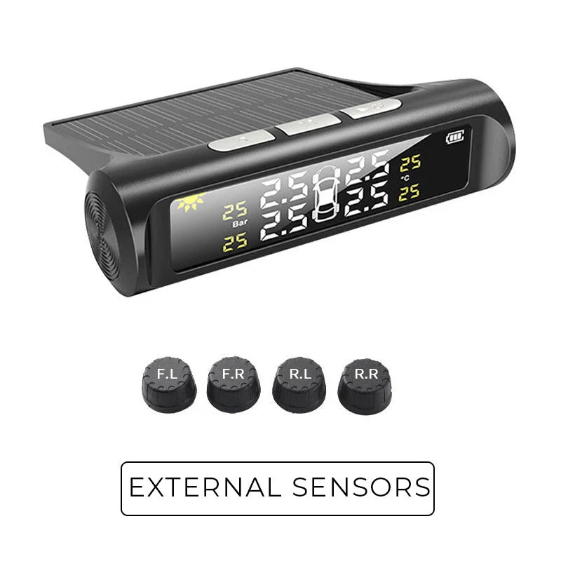 🚗50% OFF NOW! ✨ Solar Tire Pressure Monitor - Real-Time 4-Wheel Display with Wireless Sensors & Waterproof Design for Enhanced Safety 🔋🌞