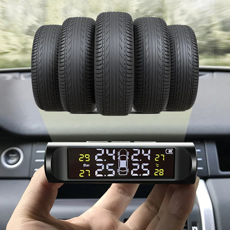 🚗50% OFF NOW! ✨ Solar Tire Pressure Monitor - Real-Time 4-Wheel Display with Wireless Sensors & Waterproof Design for Enhanced Safety 🔋🌞