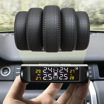 🚗50% OFF NOW! ✨ Solar Tire Pressure Monitor - Real-Time 4-Wheel Display with Wireless Sensors & Waterproof Design for Enhanced Safety 🔋🌞