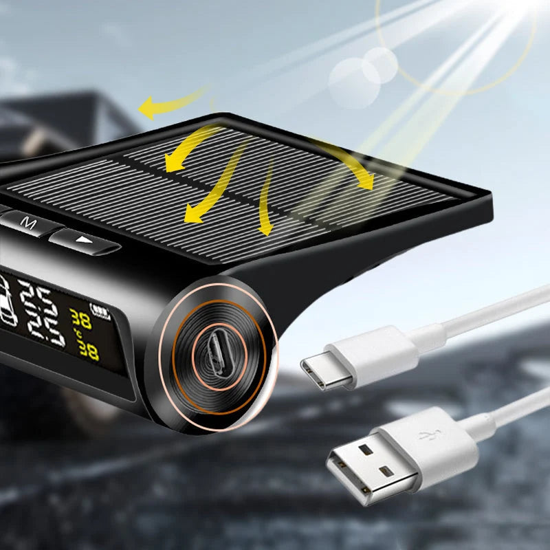 🚗50% OFF NOW! ✨ Solar Tire Pressure Monitor - Real-Time 4-Wheel Display with Wireless Sensors & Waterproof Design for Enhanced Safety 🔋🌞