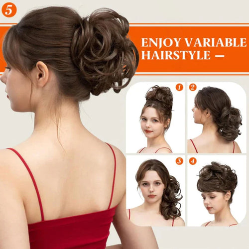 👱‍♀️ 50% Off! ✨ Messy Side Comb Hair Bun – Instant Voluminous Updo Clip-in – 10-second Effortless Styling, Slip-proof All-day Hold, Premium Heat-friendly Fiber Up To 160°c & Lightweight Only 90g – 3 Placement Styles 🎀