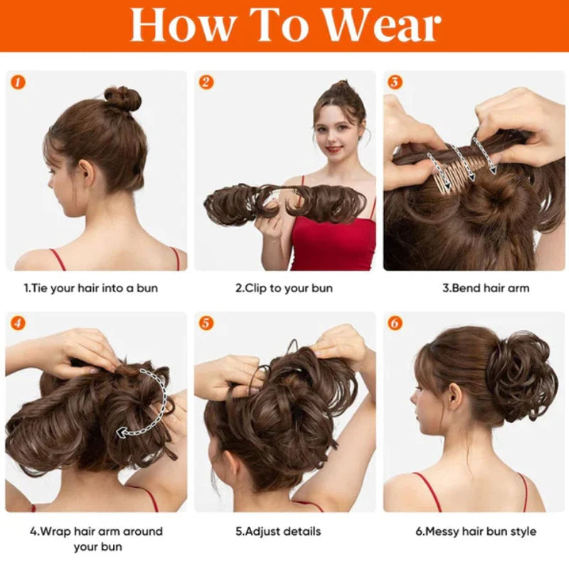 👱‍♀️ 50% Off! ✨ Messy Side Comb Hair Bun – Instant Voluminous Updo Clip-in – 10-second Effortless Styling, Slip-proof All-day Hold, Premium Heat-friendly Fiber Up To 160°c & Lightweight Only 90g – 3 Placement Styles 🎀