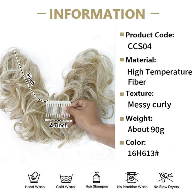 👱‍♀️ 50% Off! ✨ Messy Side Comb Hair Bun – Instant Voluminous Updo Clip-in – 10-second Effortless Styling, Slip-proof All-day Hold, Premium Heat-friendly Fiber Up To 160°c & Lightweight Only 90g – 3 Placement Styles 🎀