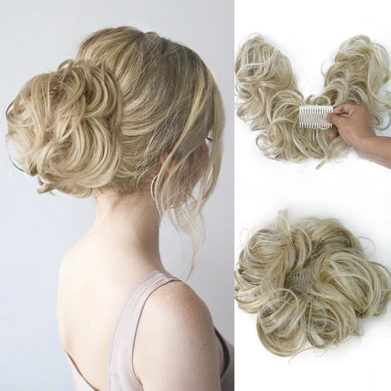 👱‍♀️ 50% Off! ✨ Messy Side Comb Hair Bun – Instant Voluminous Updo Clip-in – 10-second Effortless Styling, Slip-proof All-day Hold, Premium Heat-friendly Fiber Up To 160°c & Lightweight Only 90g – 3 Placement Styles 🎀