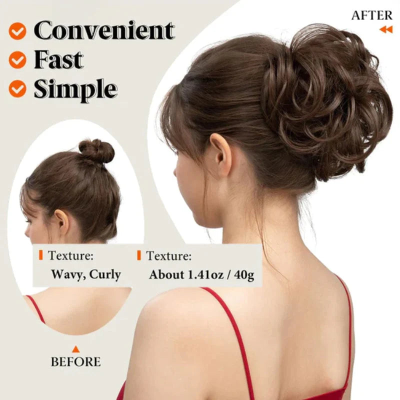 👱‍♀️ 50% Off! ✨ Messy Side Comb Hair Bun – Instant Voluminous Updo Clip-in – 10-second Effortless Styling, Slip-proof All-day Hold, Premium Heat-friendly Fiber Up To 160°c & Lightweight Only 90g – 3 Placement Styles 🎀