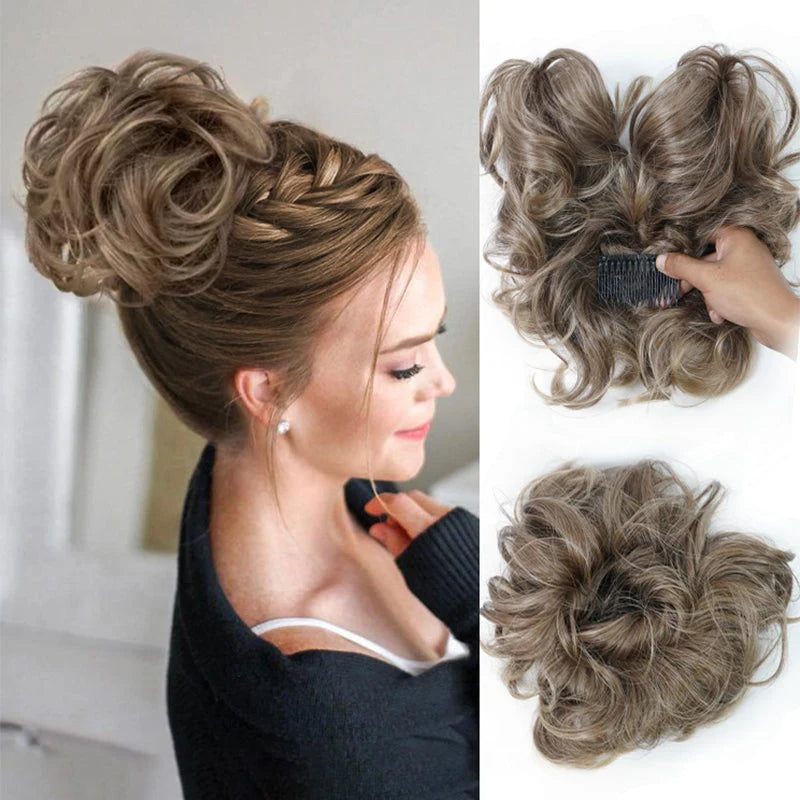 👱‍♀️ 50% Off! ✨ Messy Side Comb Hair Bun – Instant Voluminous Updo Clip-in – 10-second Effortless Styling, Slip-proof All-day Hold, Premium Heat-friendly Fiber Up To 160°c & Lightweight Only 90g – 3 Placement Styles 🎀