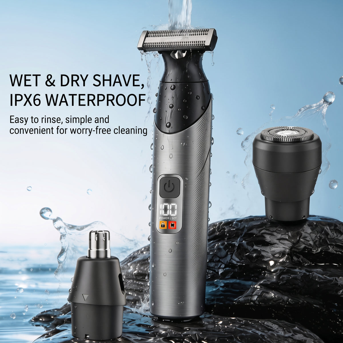 ⚡Limited-time 50%OFF🍛3-in-1 Men's Shaver Multifunctional Magnetic Head Replacement Shaving Set