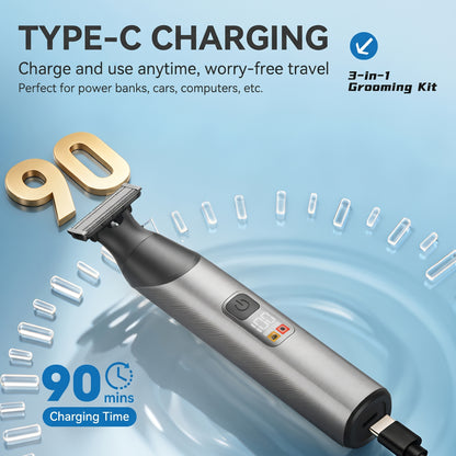 ⚡Limited-time 50%OFF🍛3-in-1 Men's Shaver Multifunctional Magnetic Head Replacement Shaving Set
