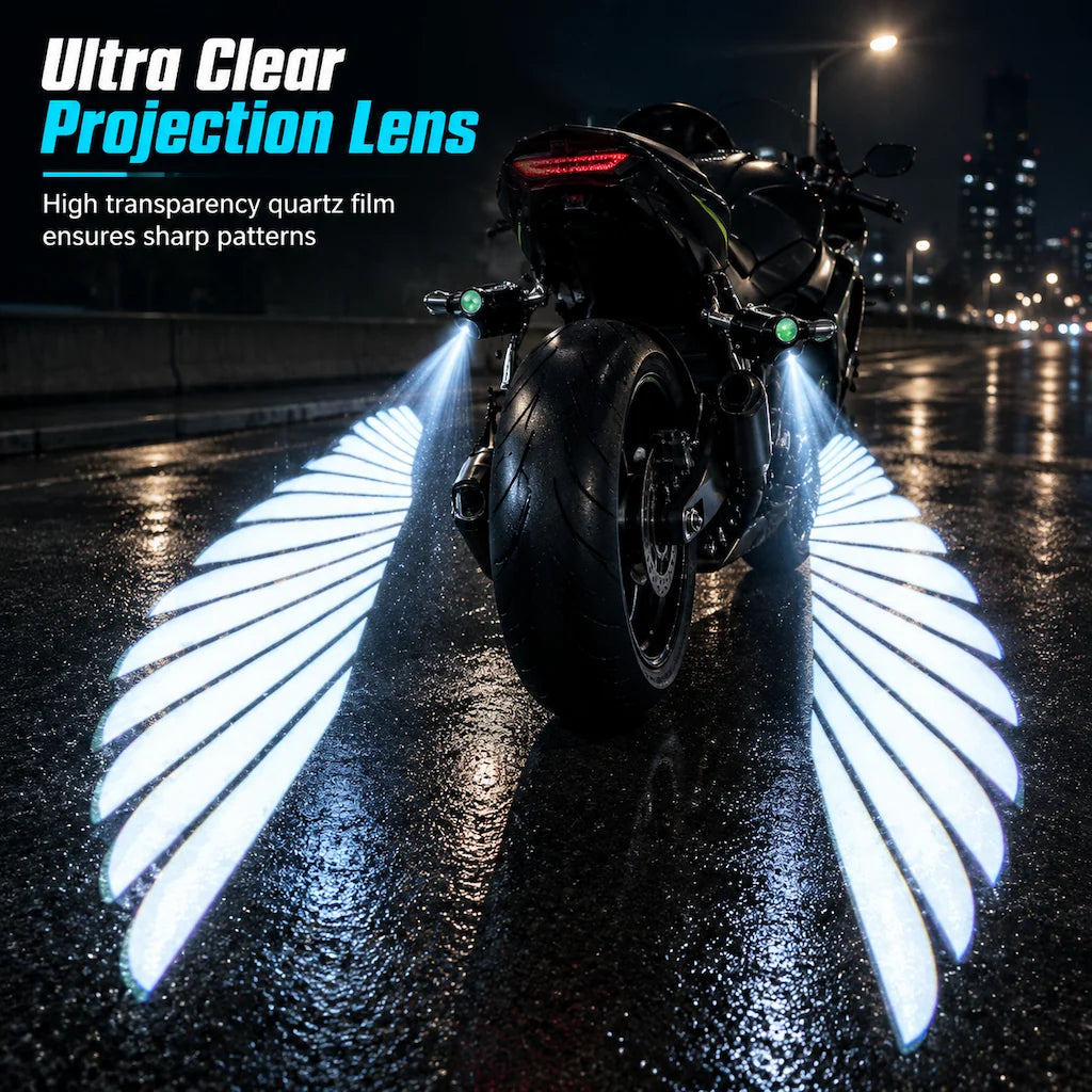 🏍️🔥Motorcycle LED Angel Wings Ground Projection Lights