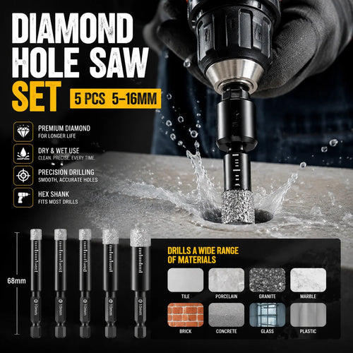 💞50K+ SOLD!🪚🛡️ 50% OFF! Diamond Drill Bits Set – 5‑16mm sizes, hex shank fits most drills. Dry or wet use – smooth, precise holes every time! 💎💪