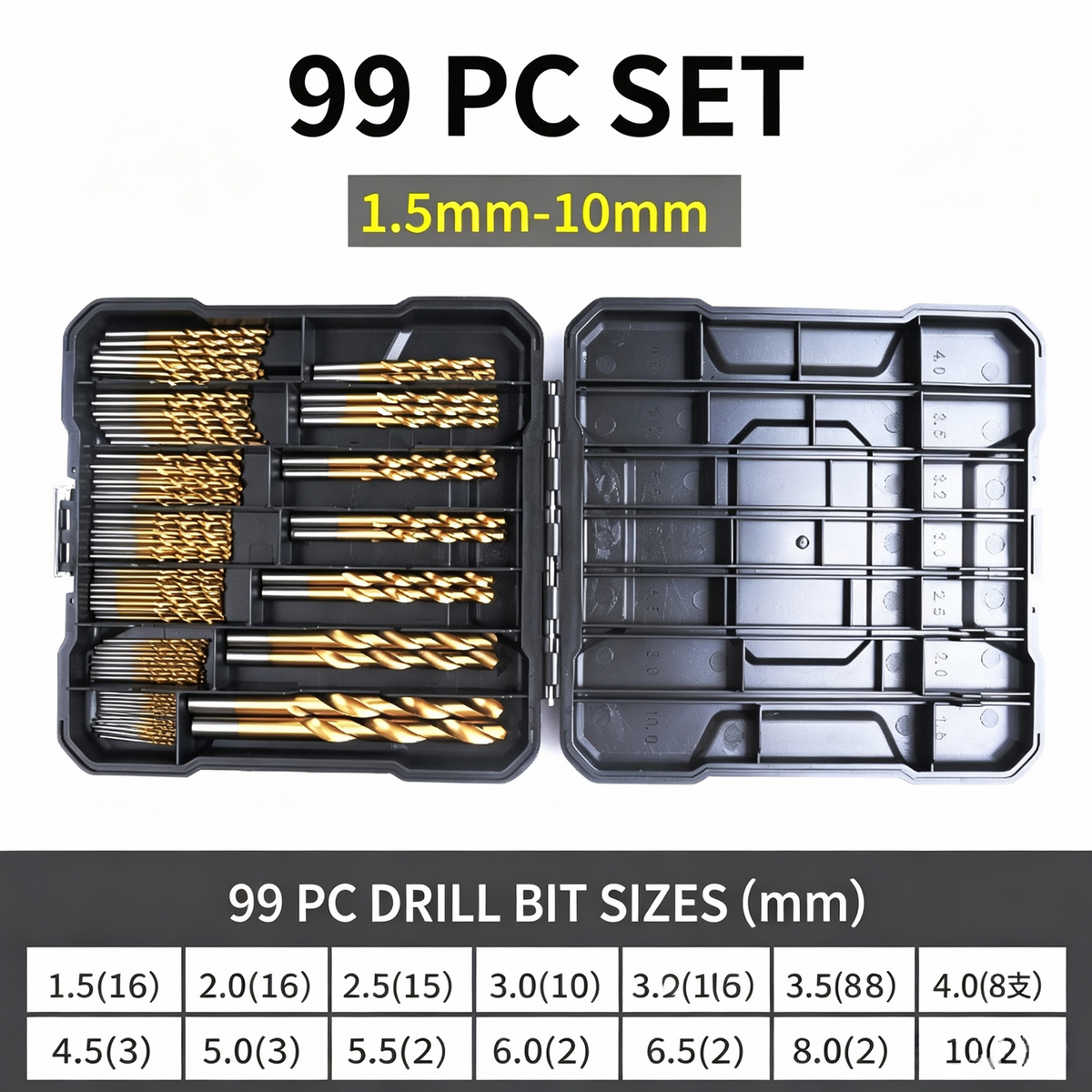 🔥Factory Direct Sales🔧 99-Piece Titanium Coated Drill Bit Set
